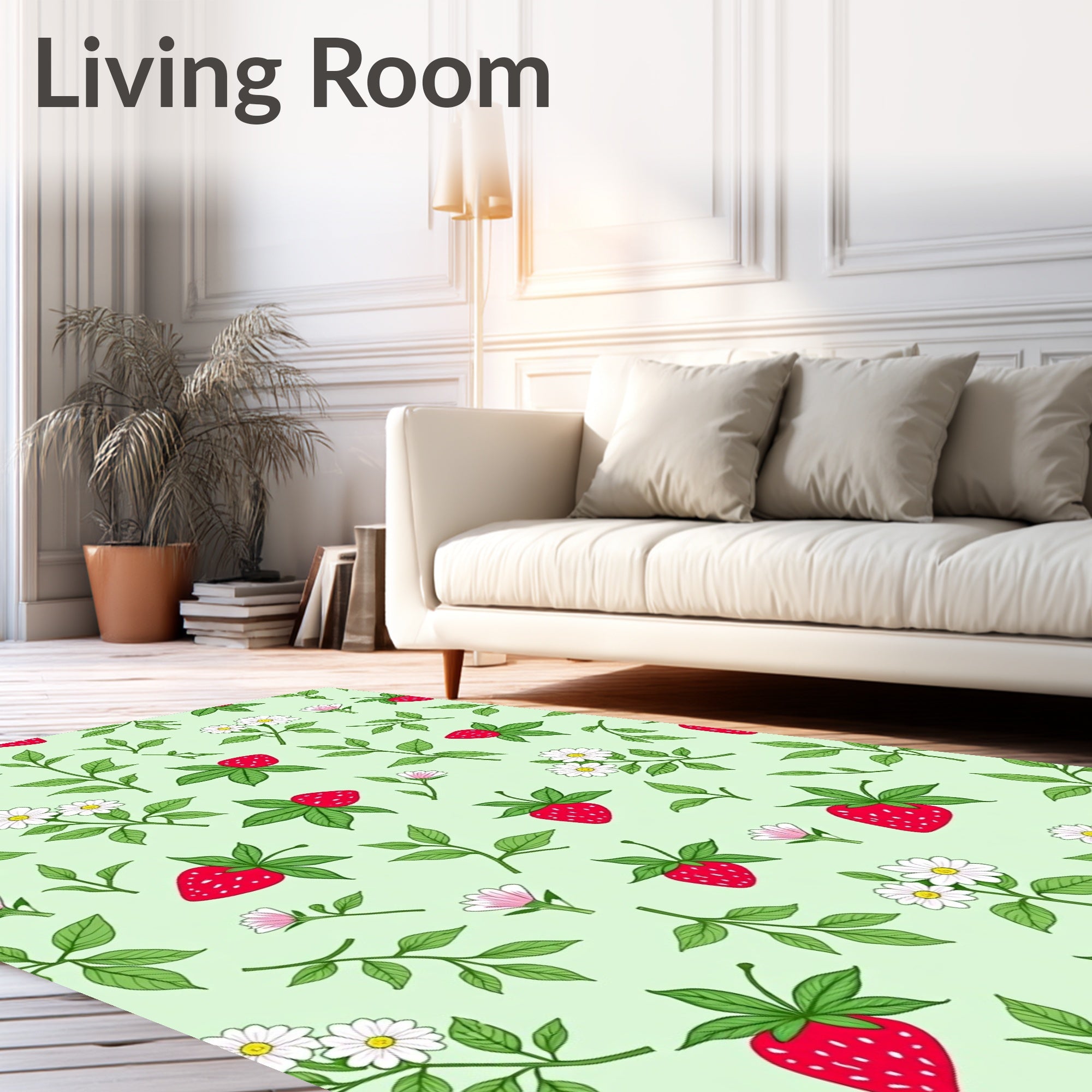 Strawberry Daisy Meadow Pattern Design Rug