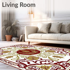 Regal Scarlet and Gold Floral Pattern Rug
