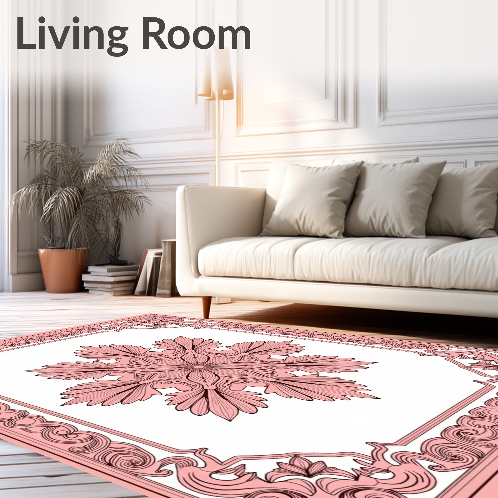 Intricate Floral Mandala Frame Design Rug