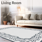Ornate Fluid Line Frame Design Rug