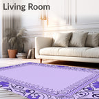 Ornate Purple Floral Botanical Design Rug