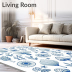 Mushroom and Floral Line Art Design Rug