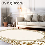 Ornate Gold Floral Scrollwork Rug