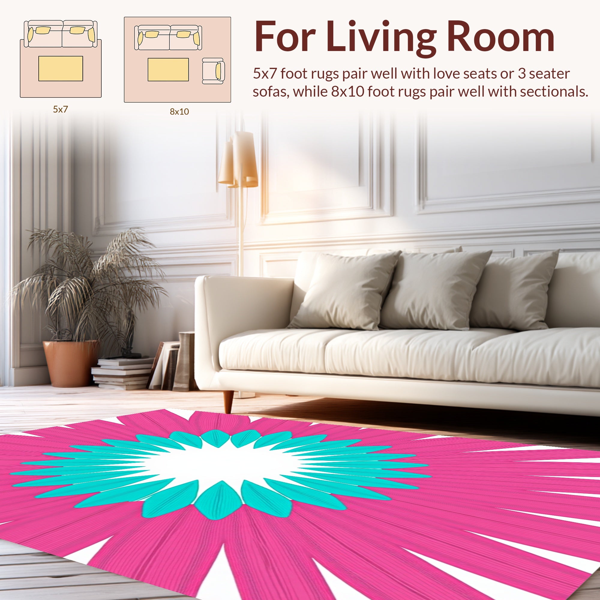 Bright Pink and Teal Petal Radiance Rug