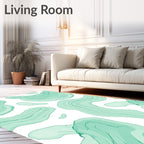Abstract Aqua Organic Swirls Pattern Rug
