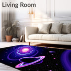Vivid Purple Cosmic Nebula Planet Rug