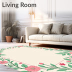 Pink Floral Vine Botanical Pattern Rug