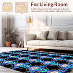 Bold Blue White Symmetry Design Rug