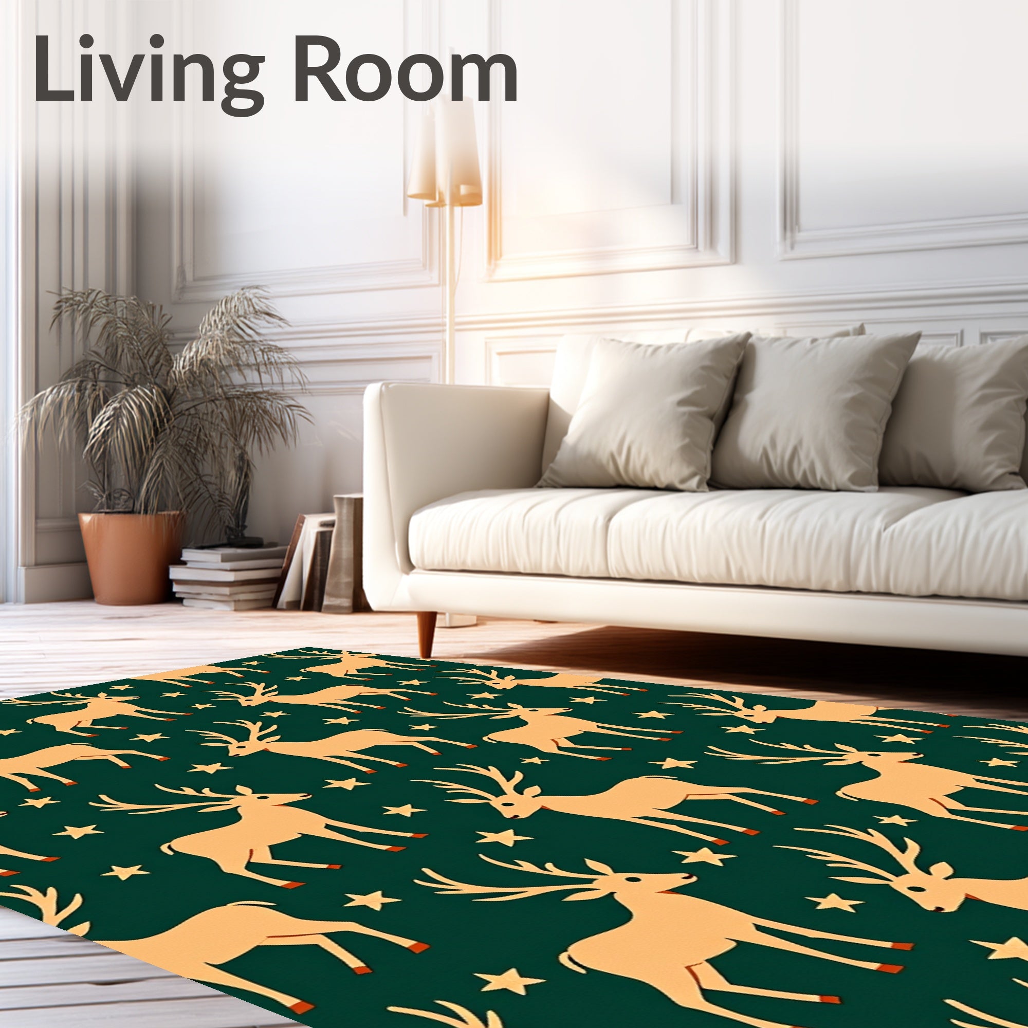 Deer And Stars Pattern Rug