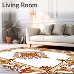 Ornate Floral Scrollwork Tile Design Rug