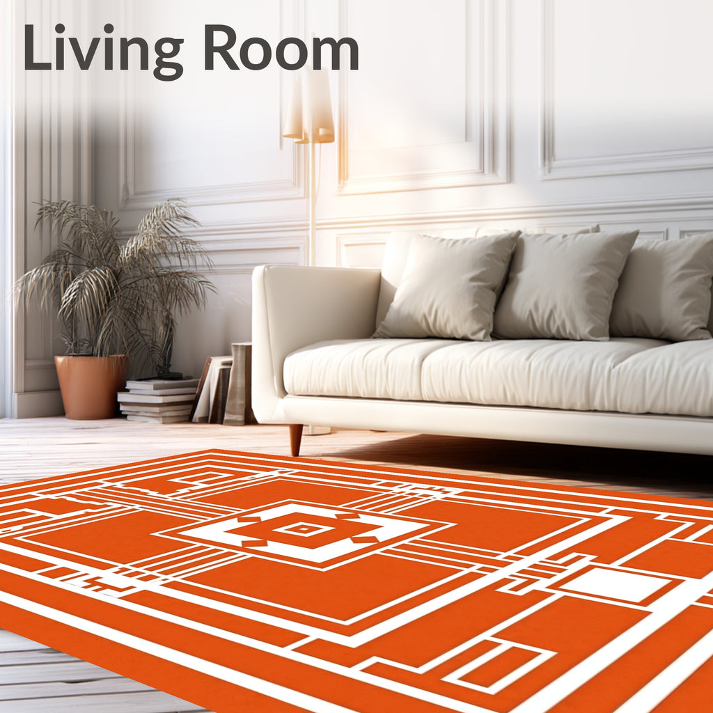 Orange 2 Tone Geometric Pattern Rug