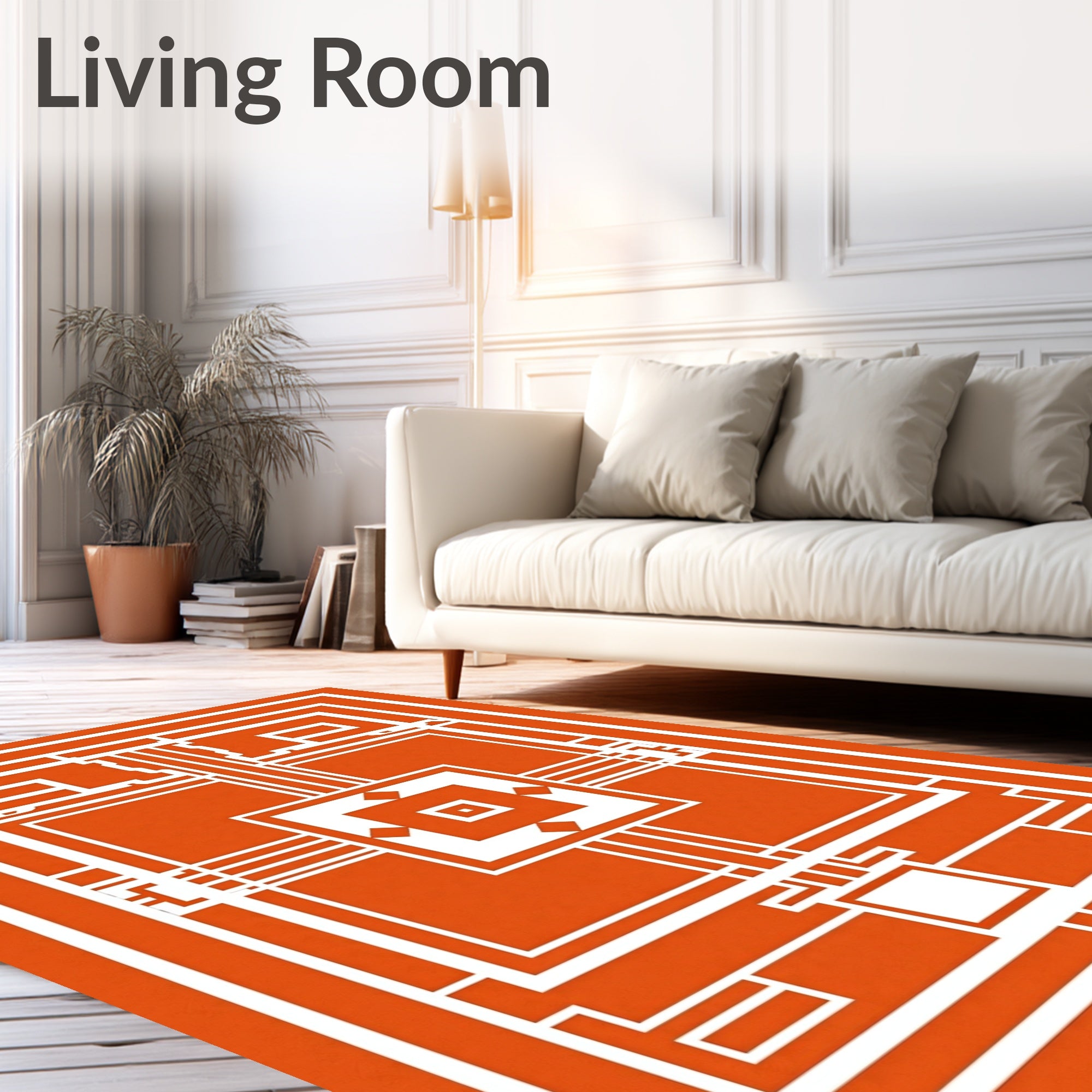 Orange 2 Tone Geometric Pattern Rug