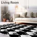 Art Deco Fan Pattern Black and White Rug