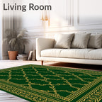 Elegant Golden Lattice Patterned Rug