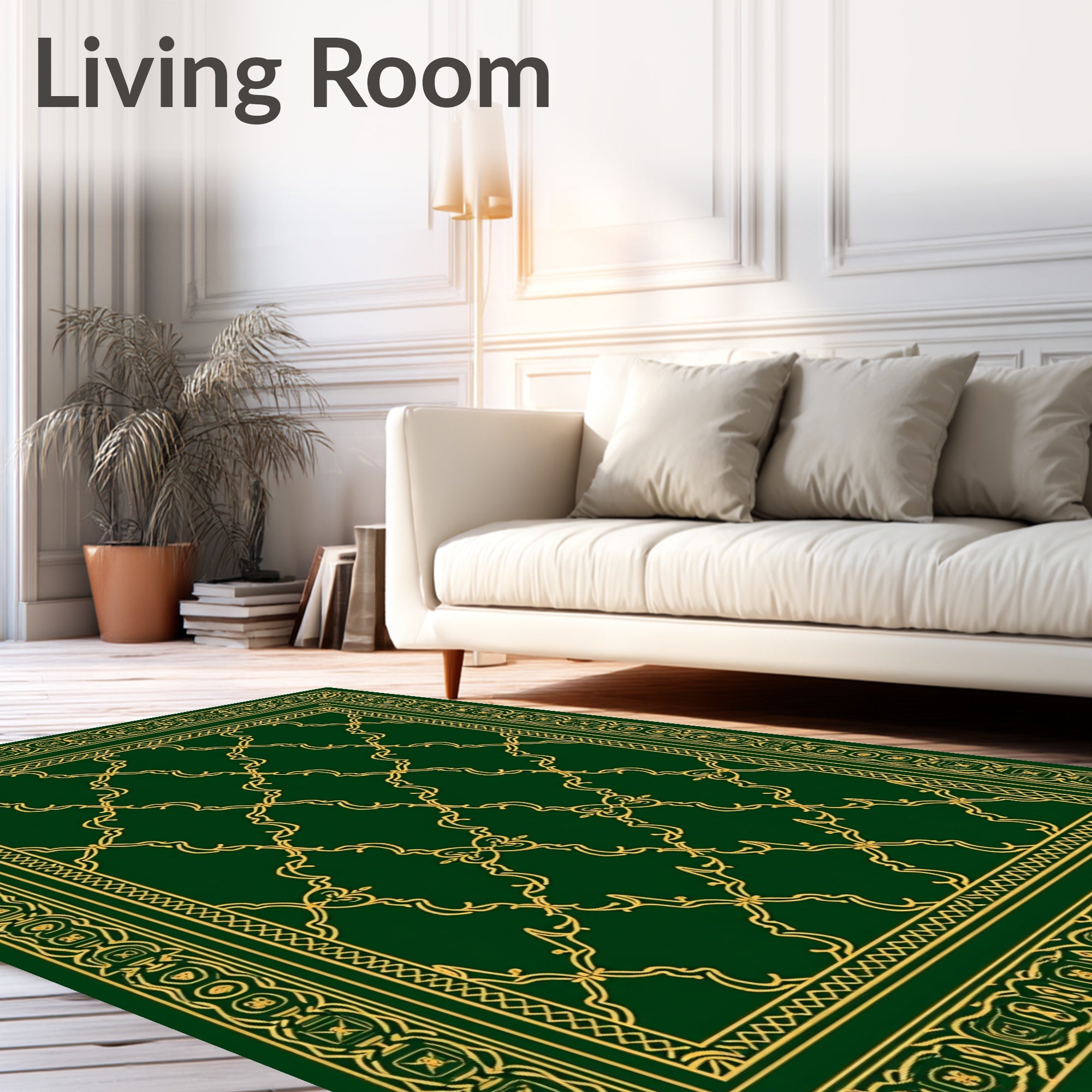 Elegant Golden Lattice Patterned Rug