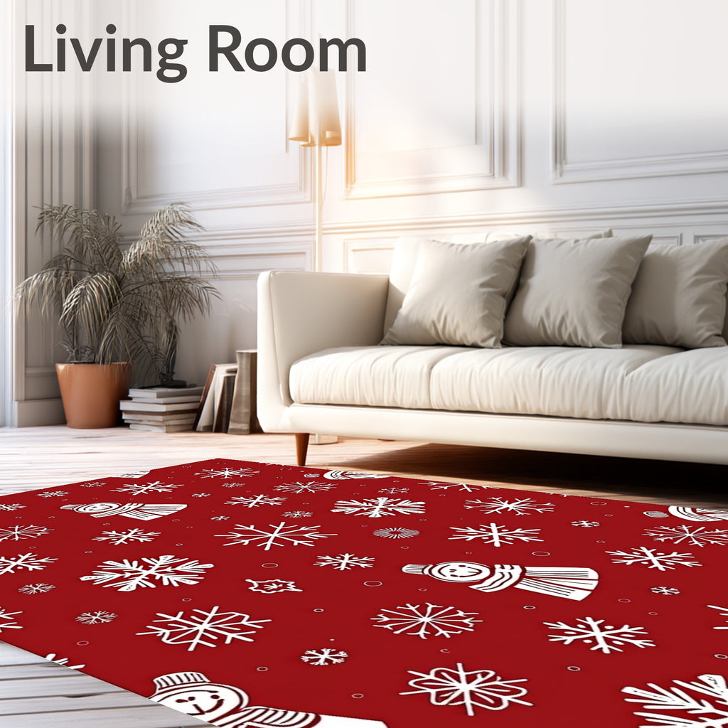 Cute Snowman Snowflake Pattern Design Rug