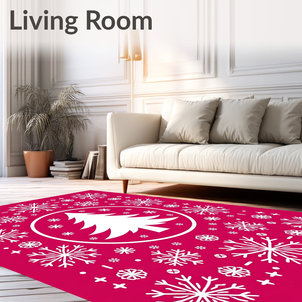 Festive Snowflake Tree Pattern Rug