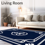 Nautical Anchor Rope Border Design Rug