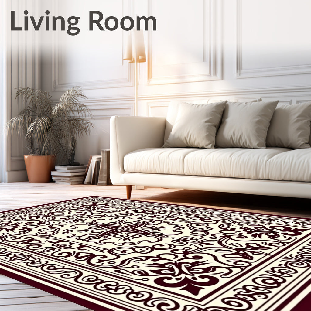 Elaborate Floral Scrollwork Pattern Rug