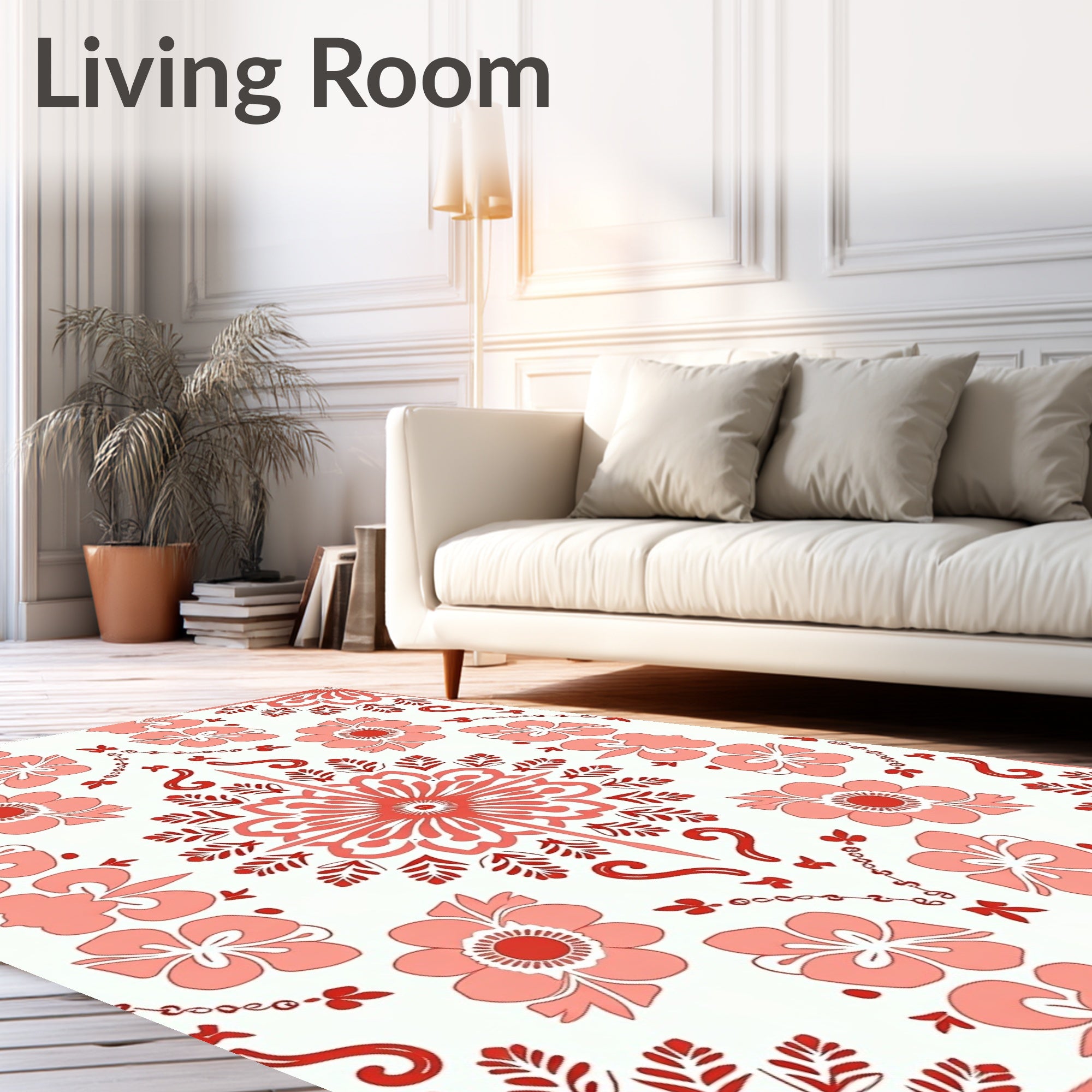 Floral Mandala Tile Pattern Rug