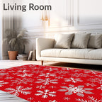 Winter Snowflake Patterned Red Design Rug
