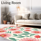 Pink Daisy Floral Pattern Rug