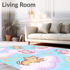 Cute Cats 2 Clouds Rainbow Pattern Rug