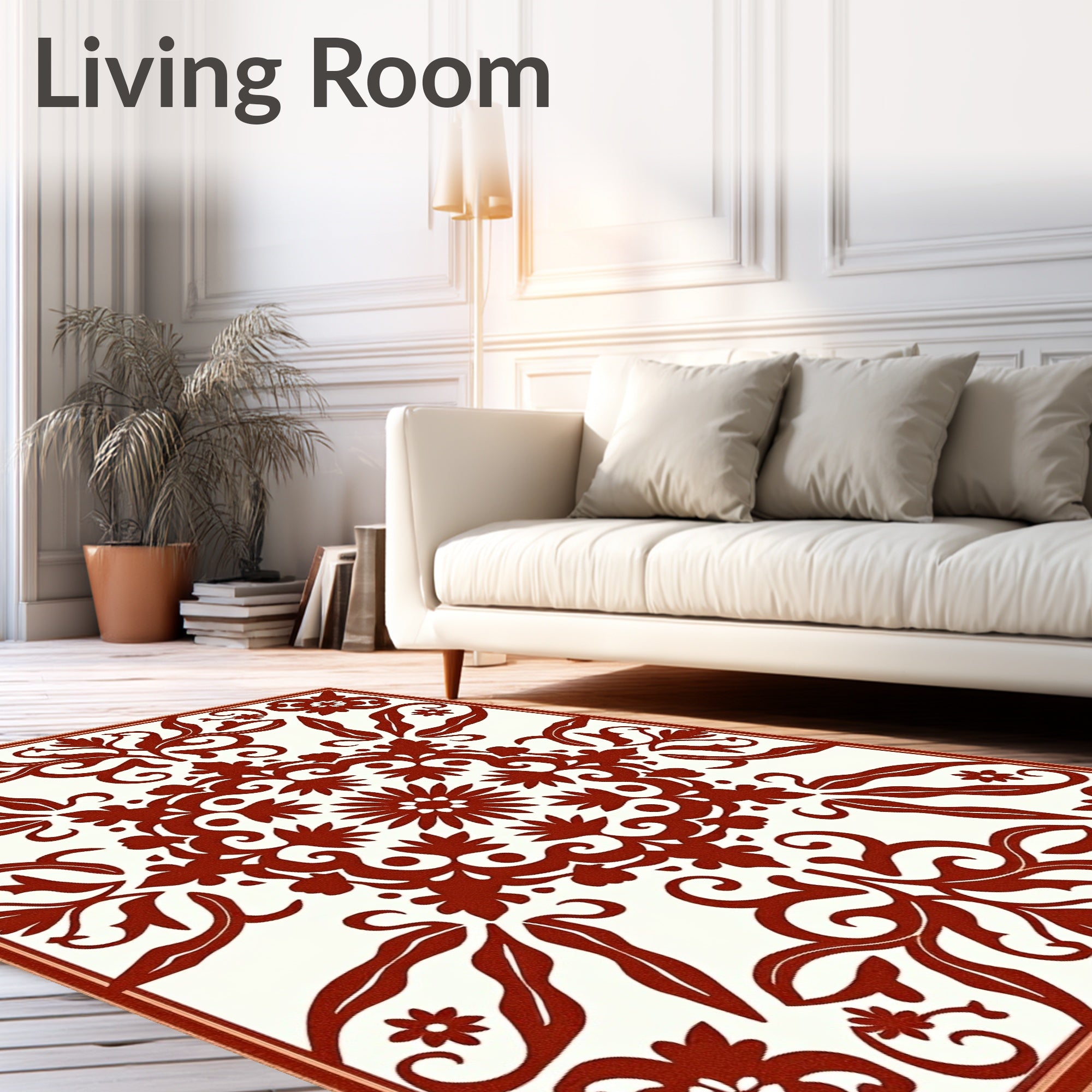 Red Floral Medallion Intricate Design Rug