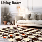Checkerboard Design With Floral Accents Rug