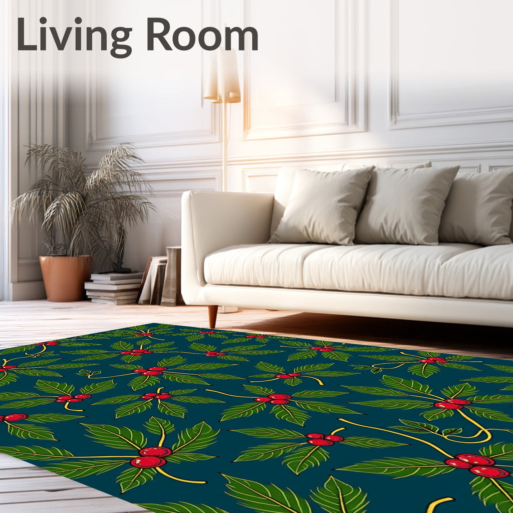 Evergreen Holly Berry Pattern Rug