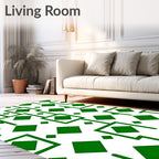 Green Geometric Diamond Pattern Rug