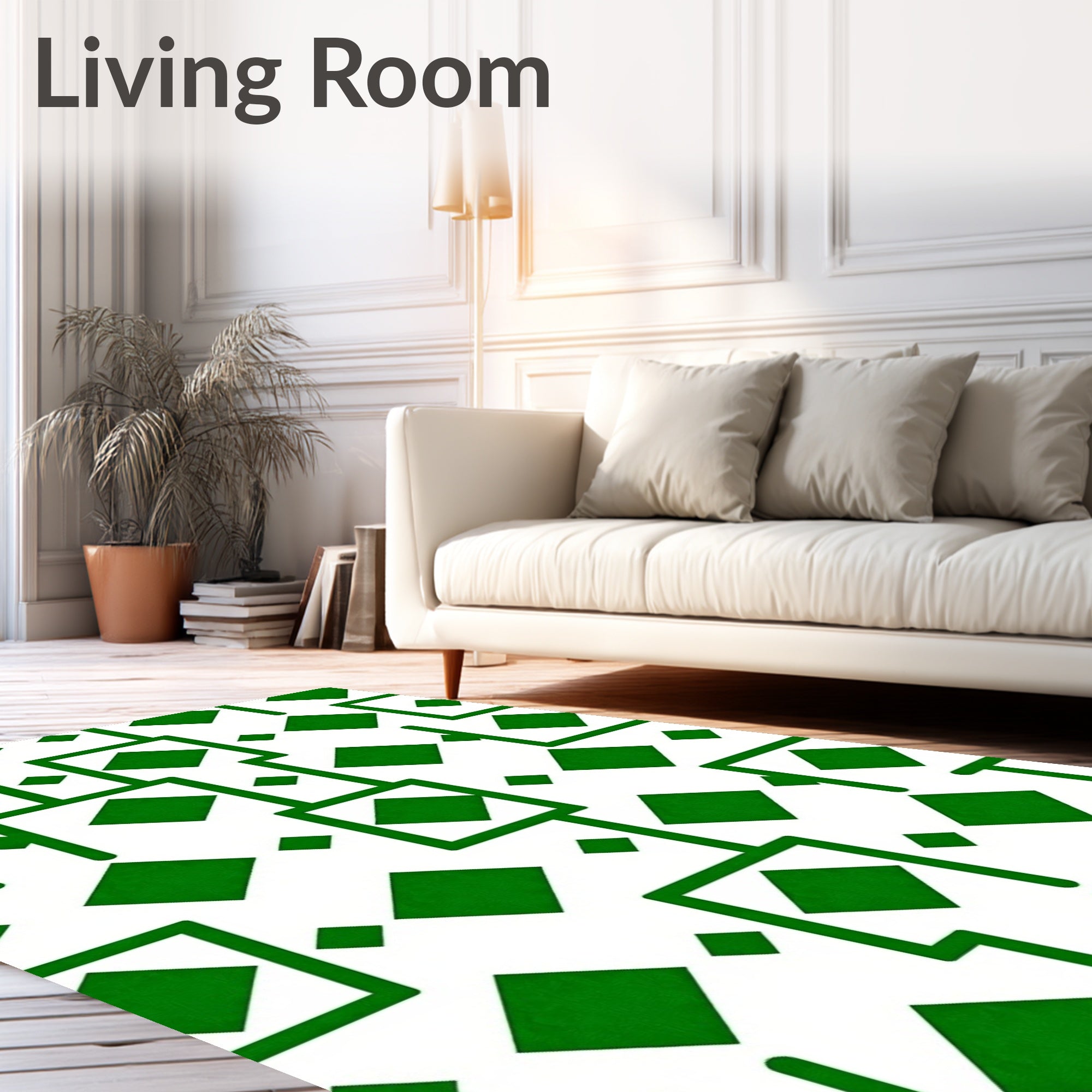 Green Geometric Diamond Pattern Rug