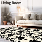 Artistic Black Abstract Floral Pattern Rug
