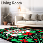 Three Snowmen Holly Berry Festivity Accent Rug