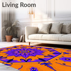 Vibrant Octagon Floral Symmetry Design Rug
