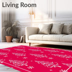 Red White Festive Christmas Trees Rug