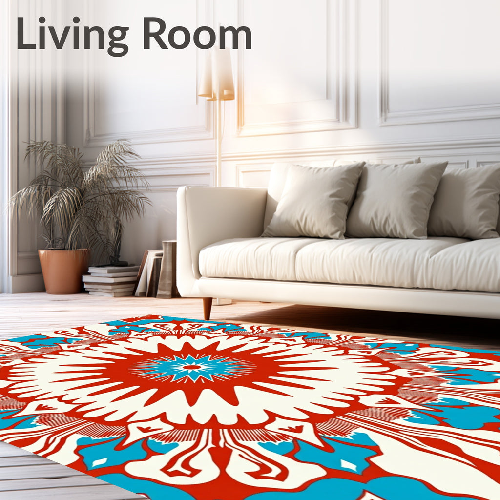 Vibrant Folk Art Mandala Pattern Rug