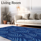 Blue Leafy Branch Pattern Rug