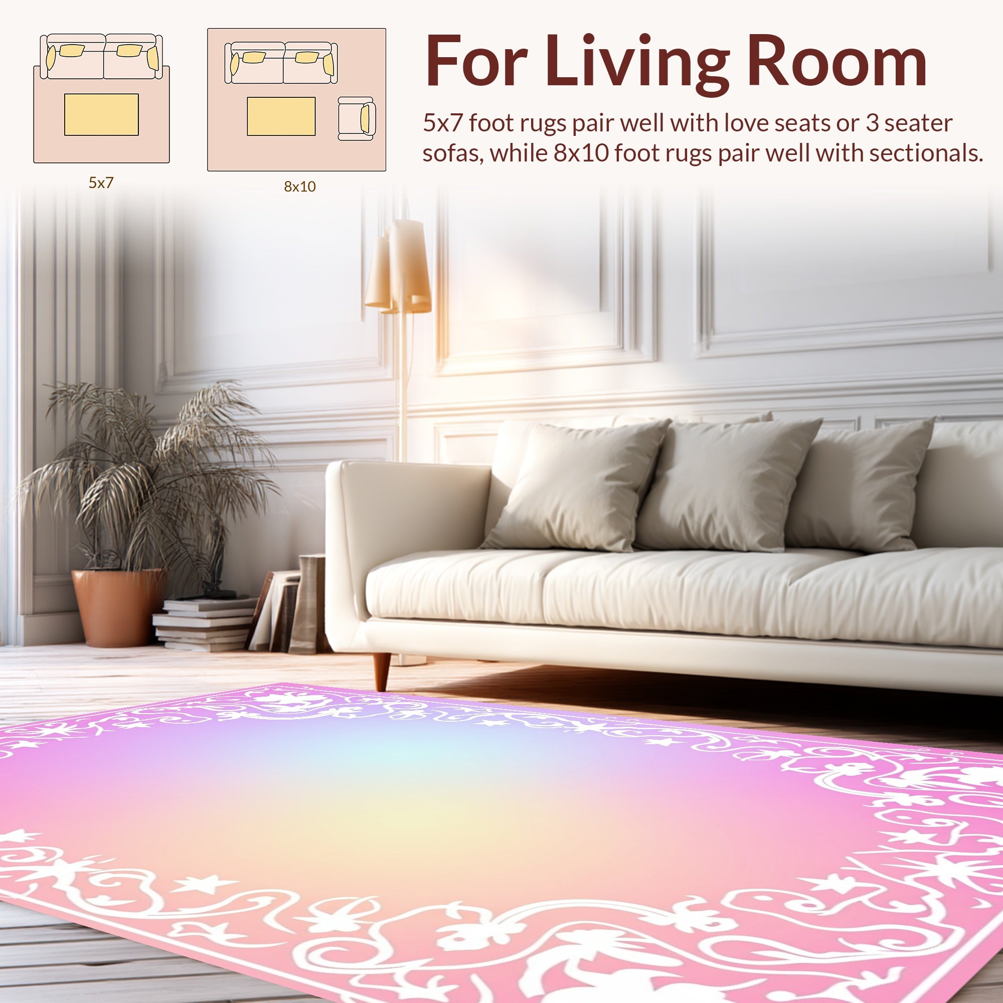 Pastel Floral Swirls Decorative Rug