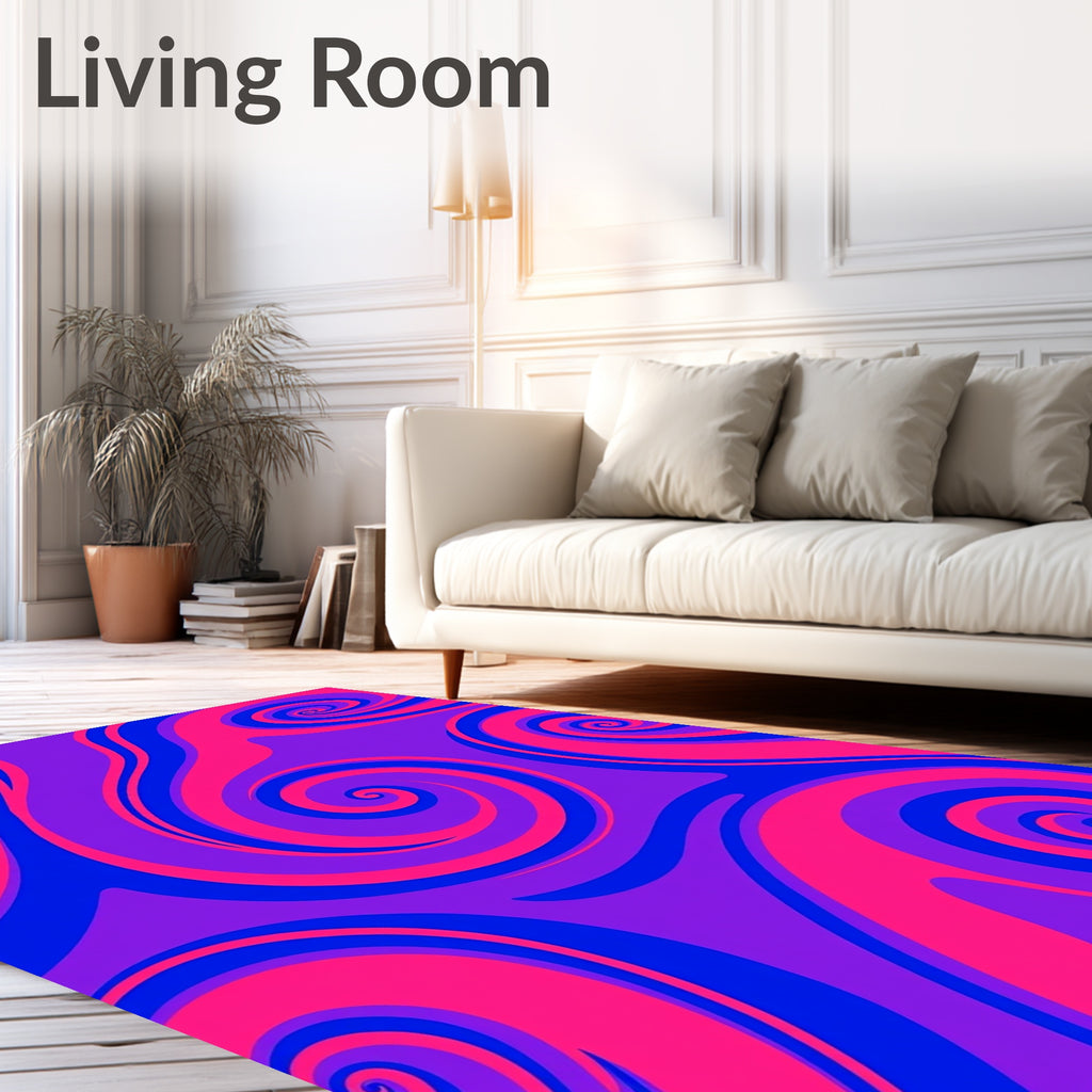 Vibrant Pink Blue Swirl Pattern Rug