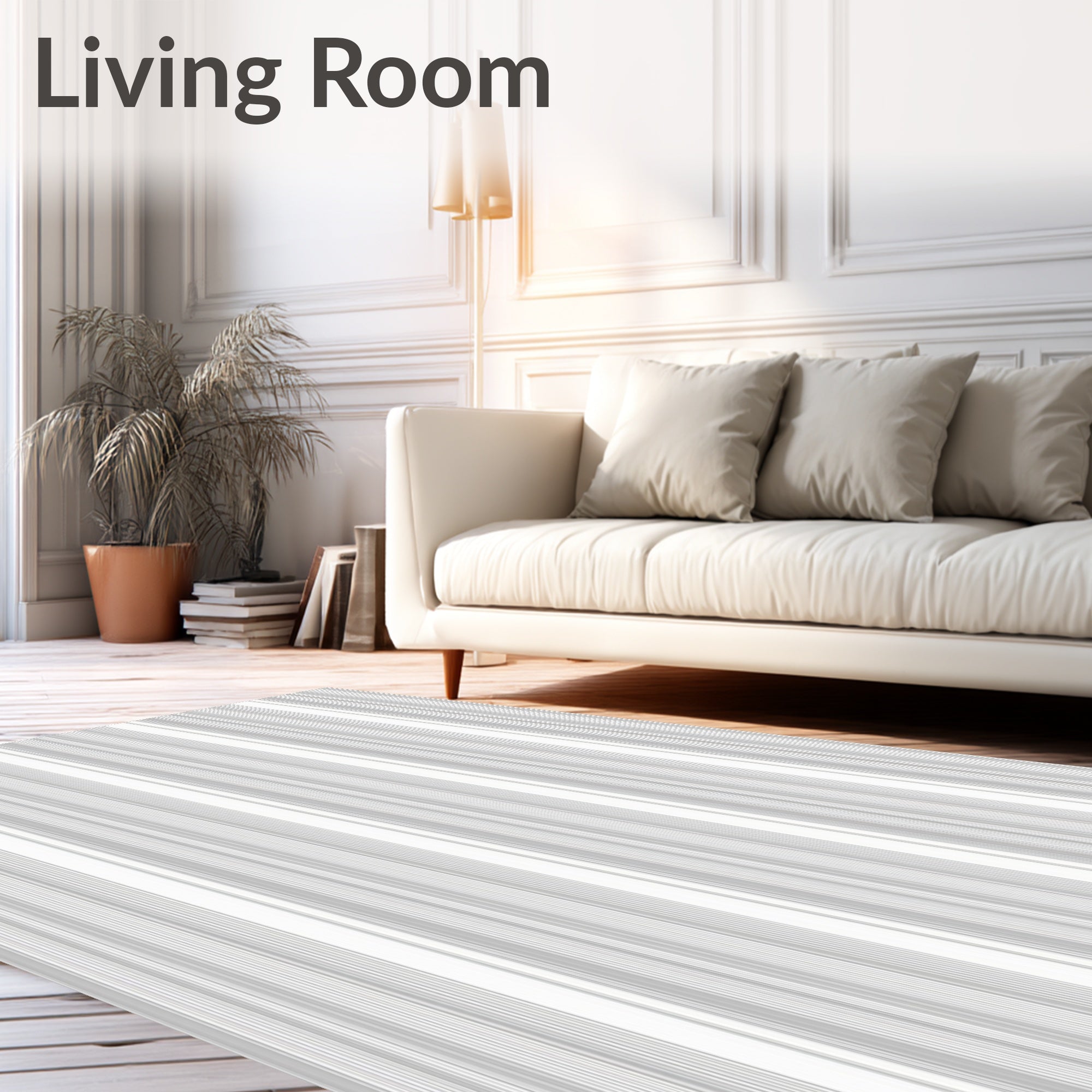 Thin Gray Stripe Pattern Rug