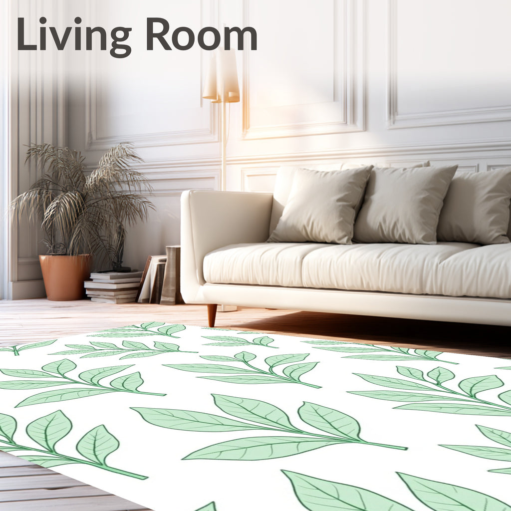 Fresh Green Leaf Pattern Design Rug
