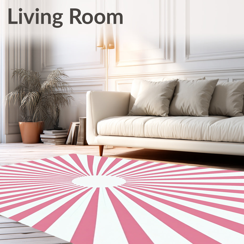 Pink Sunburst Graphic Rug