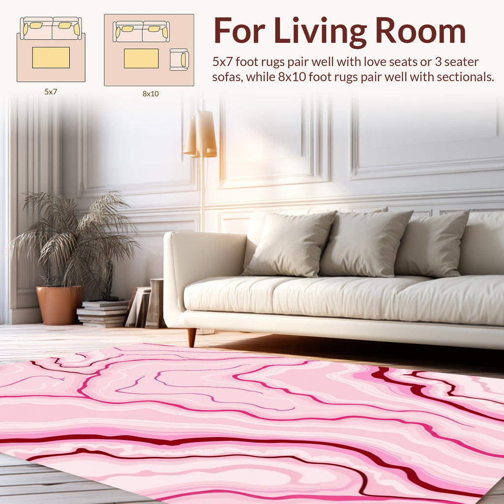 Pink Agate Inspired Swirl Pattern Rug