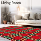 Classic Red Plaid Pattern Rug