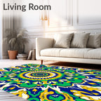 Bold Floral Mandala Graphic Design Rug