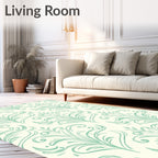 Mint Green Watercolor Damask Pattern Rug