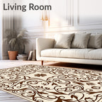Ornate Floral Medallion Scrollwork Design Rug