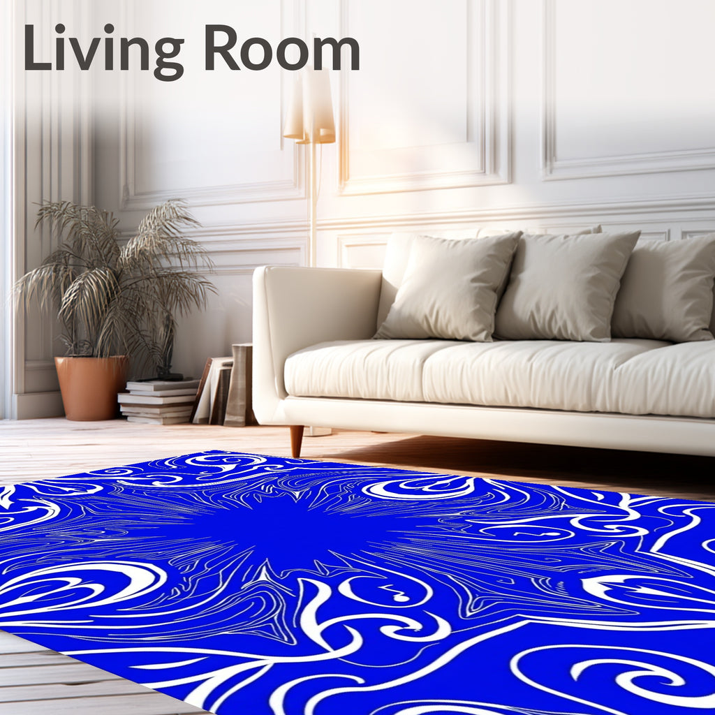 Stylized Starburst Floral And Swirl Rug