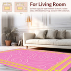 Pink Swirls Geometric Trim Rug